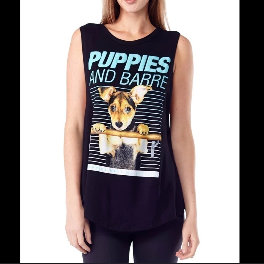Puppies Make Me Happy Black Puppies and Barre Graphic Tank